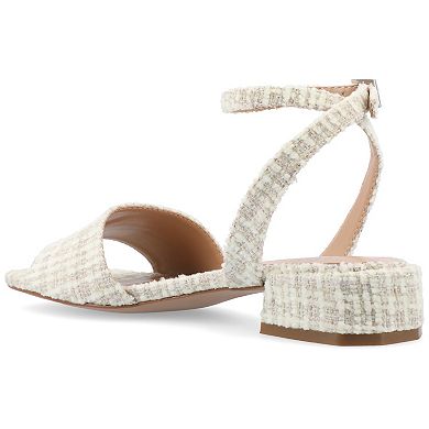 Journee Adleey Women's Tru Comfort Foam Tweed Low Block Heel Sandals
