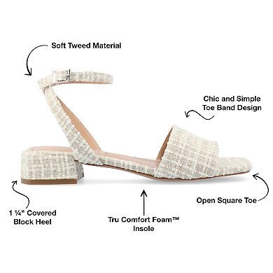 Journee Adleey Women's Tru Comfort Foam Tweed Low Block Heel Sandals