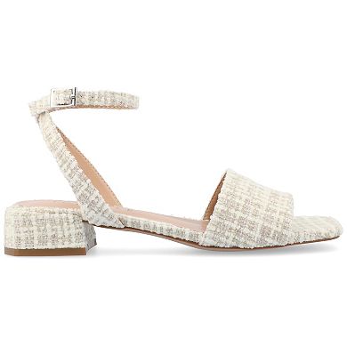 Journee Adleey Women's Tru Comfort Foam Tweed Low Block Heel Sandals