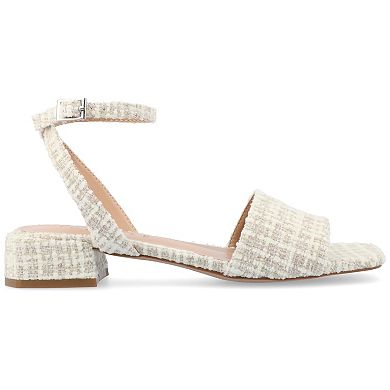 Journee Collection Adleey Women's Tru Comfort Foam Tweed Low Block Heel Sandals
