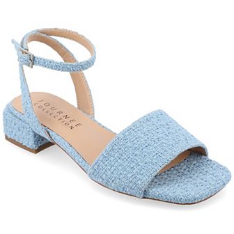 Journee Adleey Women's Tru Comfort Foam Tweed Low Block Heel Sandals