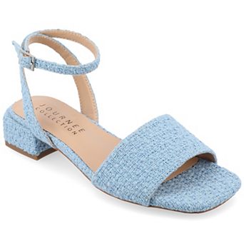 Journee Adleey Women's Tweed Low Block Heel Sandals