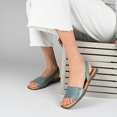 Journee Brinsley Women's Tru Comfort Foam Croco Texture Sling Back Sandals