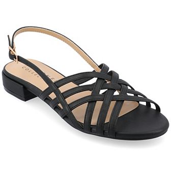 Journee Cassandra Women's Tru Comfort Foam Faux Leather Woven Sandals