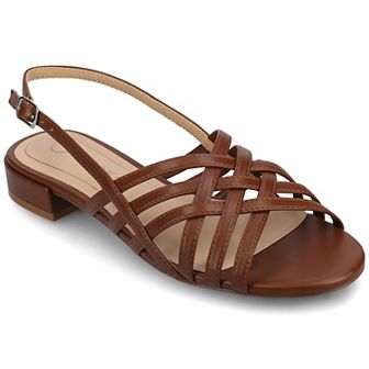 Journee Cassandra Women's Tru Comfort Foam Faux Leather Woven Sandals
