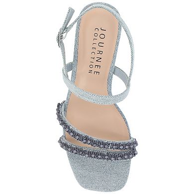 Journee Collection Lornnah Women's Tru Comfort Foam Beaded Strap Heeled Sandals