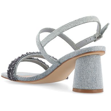 Journee Lornnah Women's Tru Comfort Foam Beaded Strap Heeled Sandals
