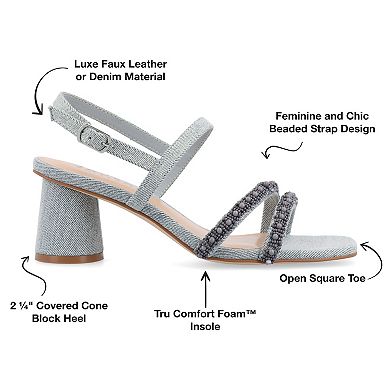 Journee Lornnah Women's Tru Comfort Foam Beaded Strap Heeled Sandals
