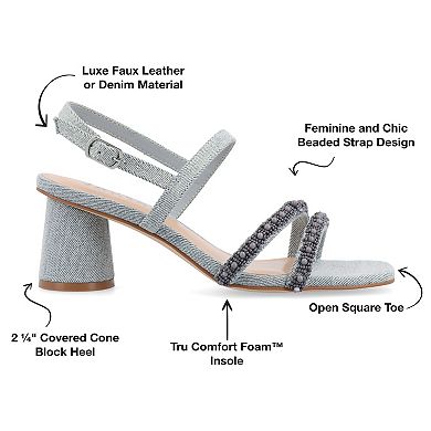Journee Collection Lornnah Women's Tru Comfort Foam Beaded Strap Heeled Sandals