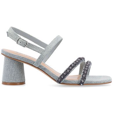 Journee Lornnah Women's Tru Comfort Foam Beaded Strap Heeled Sandals