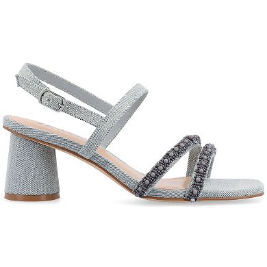 Journee Collection Lornnah Women's Tru Comfort Foam Beaded Strap Heeled Sandals