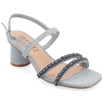 Journee Lornnah Women's Tru Comfort Foam Beaded Strap Heeled Sandals