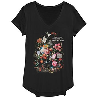 Women's Mastering The Art Of Drinking Wine V-Neck Graphic Tee