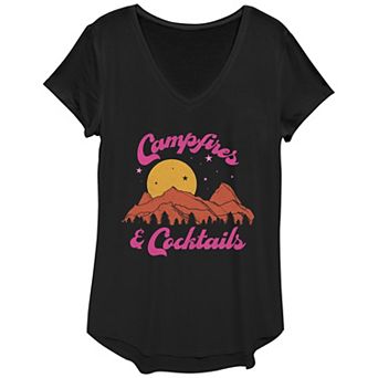Women's Campfires & Cocktails V-Neck Graphic Tee