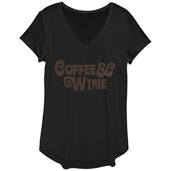 Women's Coffee & Wine V-Neck Graphic Tee