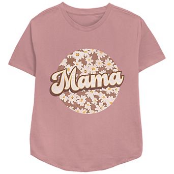 Women's Mama Flower Print Relaxed Fit Graphic Tee