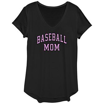 Women's Baseball Mom V-Neck Graphic Tee