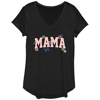 Women's Mama Flowers V-Neck Graphic Tee