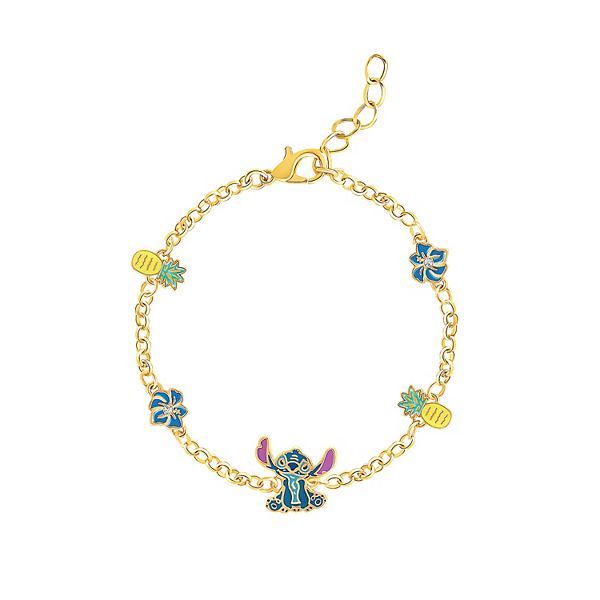 Disney's Lilo & Stitch 18k Gold Flash-Plated Station Bracelet - Gold Tone