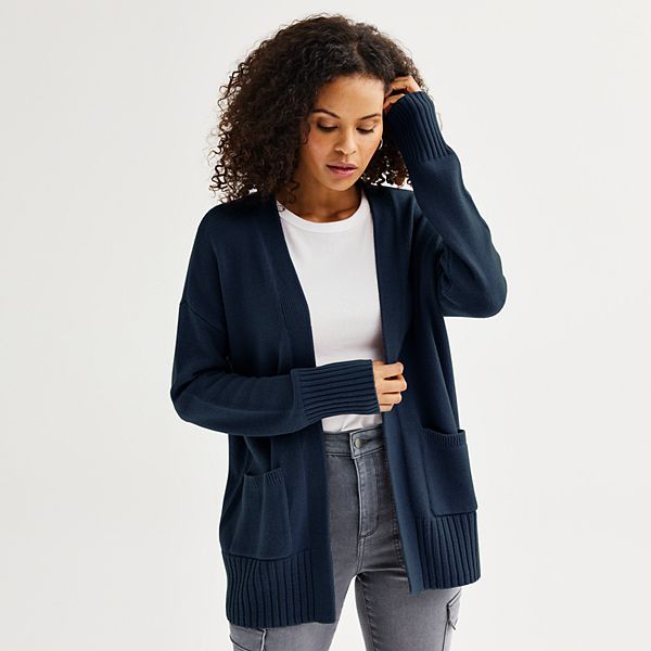 Women's Sonoma Goods For Life® Every Day Cardigan - Navy Tundra (X SMALL)