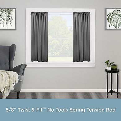 Kenney Rogers 5/8” Twist & Fit Adjustable Spring Tension Curtain Rod