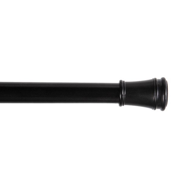 Kenney 5/8” Diameter Rogers Twist & Fit No Tools Adjustable Spring Tension Rod - Black (48-75)