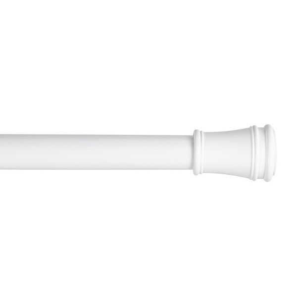 Kenney 5/8” Diameter Rogers Twist & Fit No Tools Adjustable Spring Tension Rod - White (48-75)