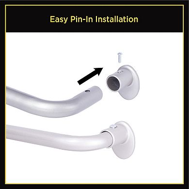 Kenney Lunar 5/8" Complete Blackout Room Darkening Adjustable Wrap Around Curtain Rod Set