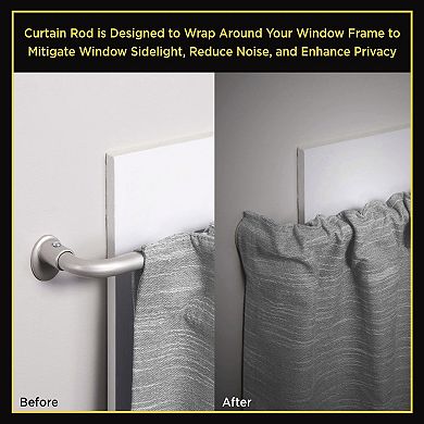 Kenney Lunar 5/8" Complete Blackout Room Darkening Adjustable Wrap Around Curtain Rod Set