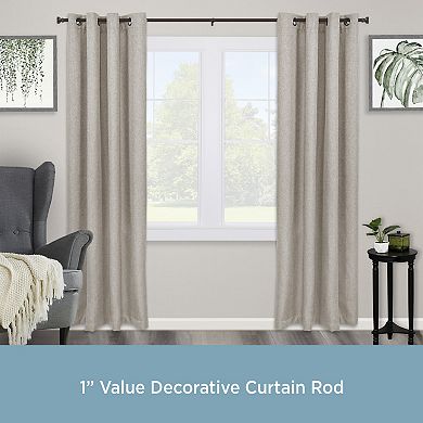 Kenney 1” Diameter Ethan Value Decorative Adjustable Curtain Rod Set