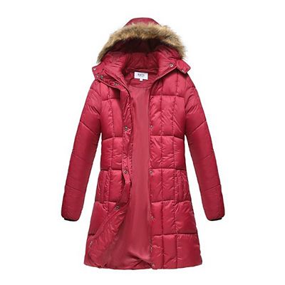 Haute Edition Women's Mid-length Puffer Parka Coat With Faux Fur
