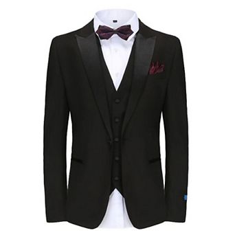 Men's Slim-fit 3 pc Satin Peak Lapel Tuxedo