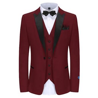 Men's Slim-fit 3 pc Satin Peak Lapel Tuxedo