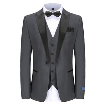 Men's Slim-fit 3 pc Satin Peak Lapel Tuxedo