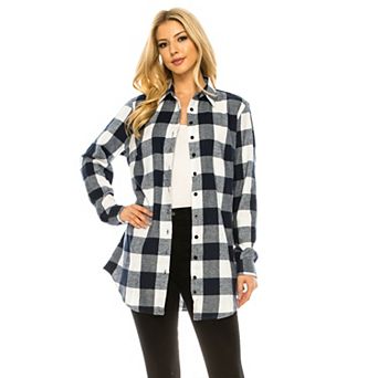 Haute Edition Women's Button Down Flannel Tunic Shirt