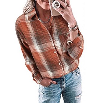 Haute Edition Women's Button Down Flannel Tunic Shirt