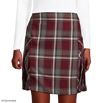 Women's Lands' End School Uniform Side Pleated Plaid Skort