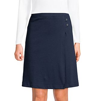 Women's Lands' End School Uniform Knit 2-Button Wrap Skort