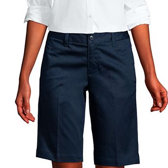 Women's Tall Lands' End School Uniform 12" Plain Front Blend Chino Shorts