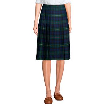 Women's Lands' End School Uniform Plaid Pleated Midi Skirt