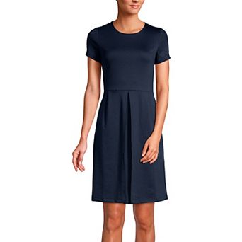 Women's Lands' End School Uniform Short Sleeve Ponte Mini Dress