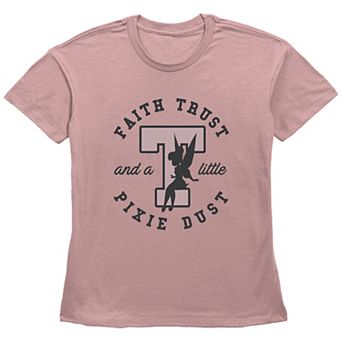 Disney's Tinker Bell Faith Trust And A Little Pixie Dust Stamp Basic Fit Women's Graphic Tee