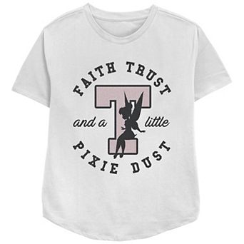 Disney's Tinker Bell Faith Trust And A Little Pixie Dust Stamp Relaxed Fit Women's Graphic Tee