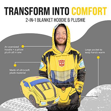 Unisex Transformers Bumblebee Snugible - Reversible Blanket Hoodie Pillow