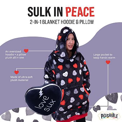 Unisex Love Sux Snugible Blanket Hoodie & Pillow