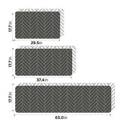 Good Use Double-Sided Non-toxic PVC Kitchen Mat (18” X 30”, Off White And Gray Herringbone), 2 Pack