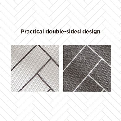 Good Use Double-sided Non-toxic PVC Kitchen Mat (18” X 38” Off White And Gray Herringbone), 2 Pack