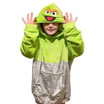 Unisex Sesame Street Oscar The Grouch Kids Snugible - Reversible Blanket Hoodie Pillow