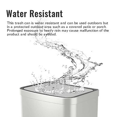 15.6 Gal./60 Liter Stainless Steel Rectangular Motion Sensor Trash Can For Kitchen