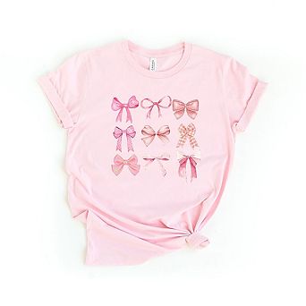 Coquette Pink Bow Chart Short Sleeve Graphic Tee